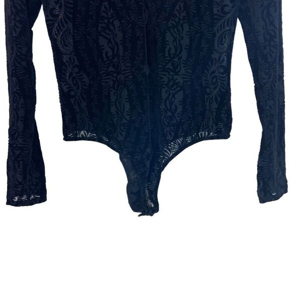 Intamitly Free People Lace & Velvet Long Sleeve Bodysuit - Picture 4 of 7